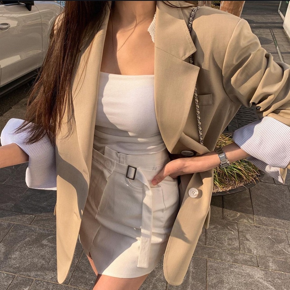 NWT AN:NEL Oversized Tanned Color Blazer with Removable Sleeves